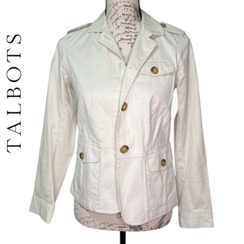 TALBOTS White Button Down Jacket for Women Size 4P - Picture 4 of 16